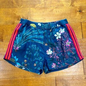 MOTHER Botanical Print Athletic Shorts - Blue and Pink